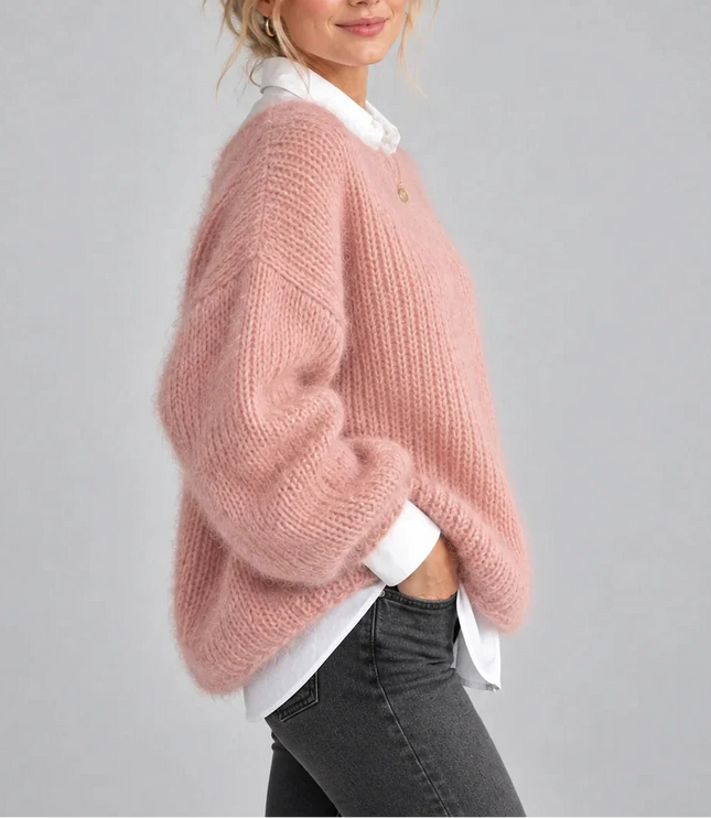 Women's Oversized Chunky Knit Jumper with Balloon Sleeves