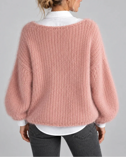 Women's Oversized Chunky Knit Jumper with Balloon Sleeves