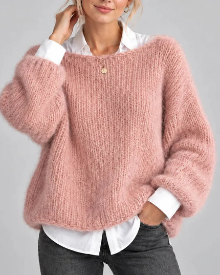 Women's Oversized Chunky Knit Jumper with Balloon Sleeves