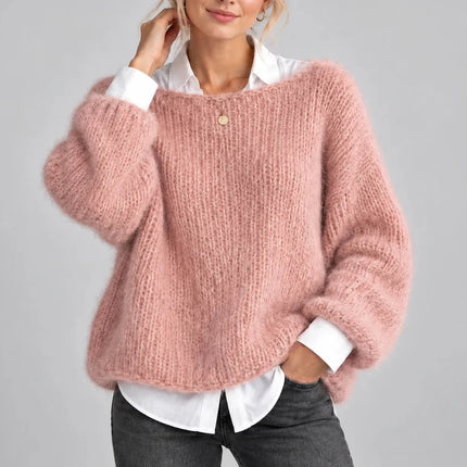 Women's Oversized Chunky Knit Jumper with Balloon Sleeves