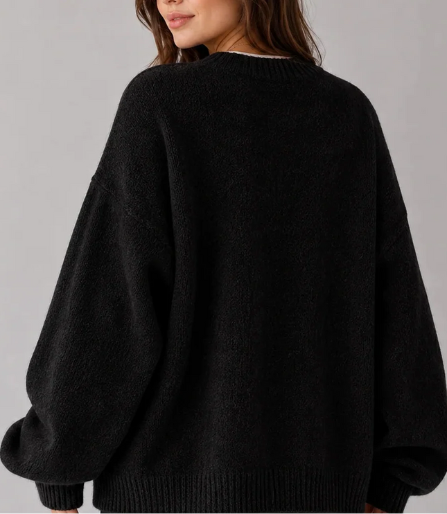Women's Oversized Crew Neck Jumper with Balloon Sleeves