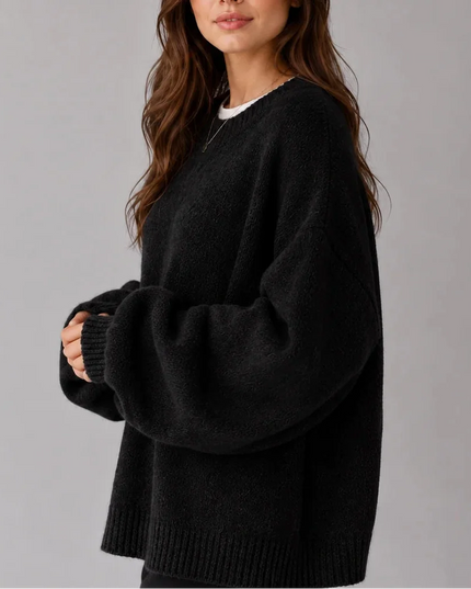 Women's Oversized Crew Neck Jumper with Balloon Sleeves