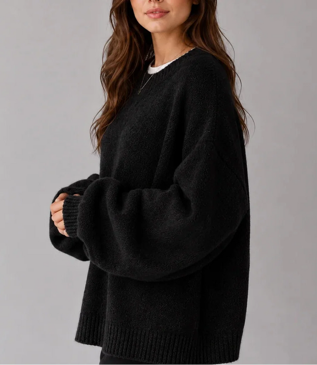 Women's Oversized Crew Neck Jumper with Balloon Sleeves