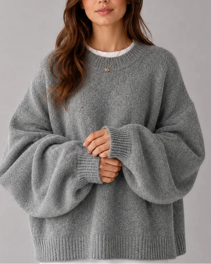 Women's Oversized Crew Neck Jumper with Balloon Sleeves