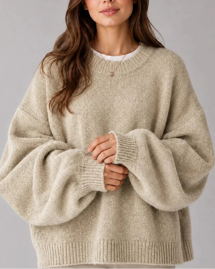 Women's Oversized Crew Neck Jumper with Balloon Sleeves