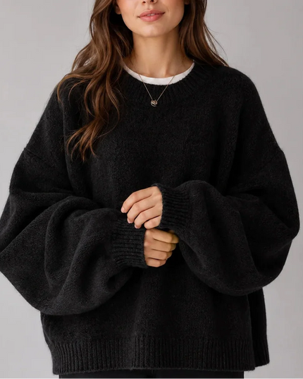 Women's Oversized Crew Neck Jumper with Balloon Sleeves