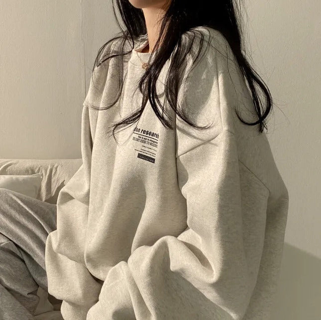 Women's Oversized Crew Neck Sweatshirt with Dropped Shoulders