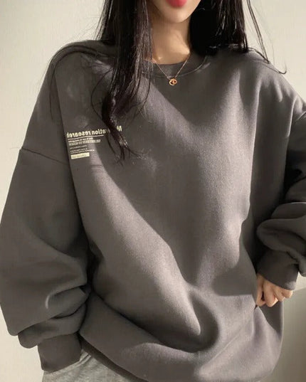 Women's Oversized Crew Neck Sweatshirt with Dropped Shoulders