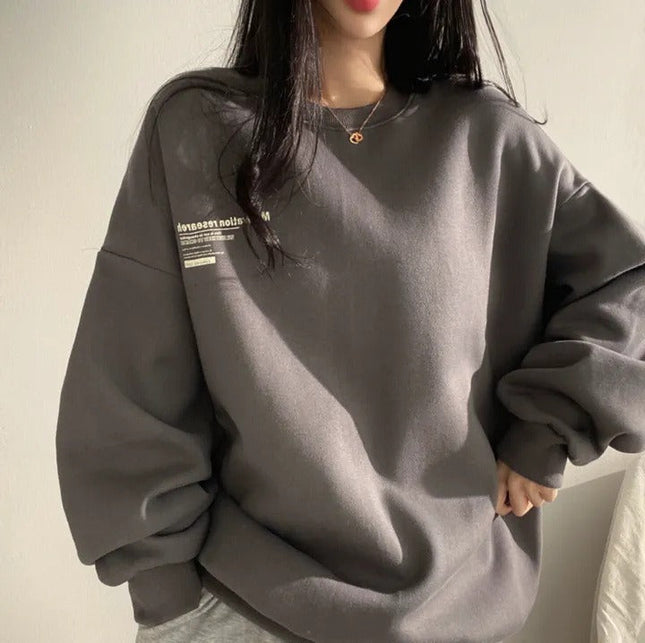 Women's Oversized Crew Neck Sweatshirt with Dropped Shoulders