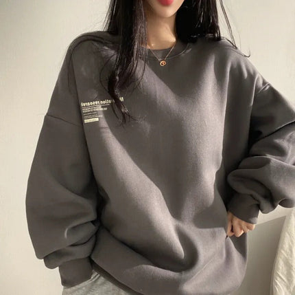 Women's Oversized Crew Neck Sweatshirt with Dropped Shoulders