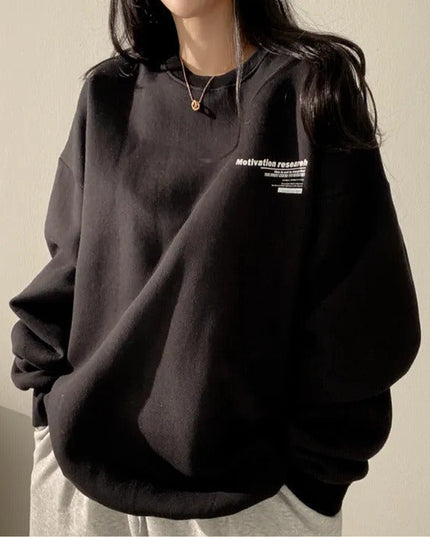 Women's Oversized Crew Neck Sweatshirt with Dropped Shoulders