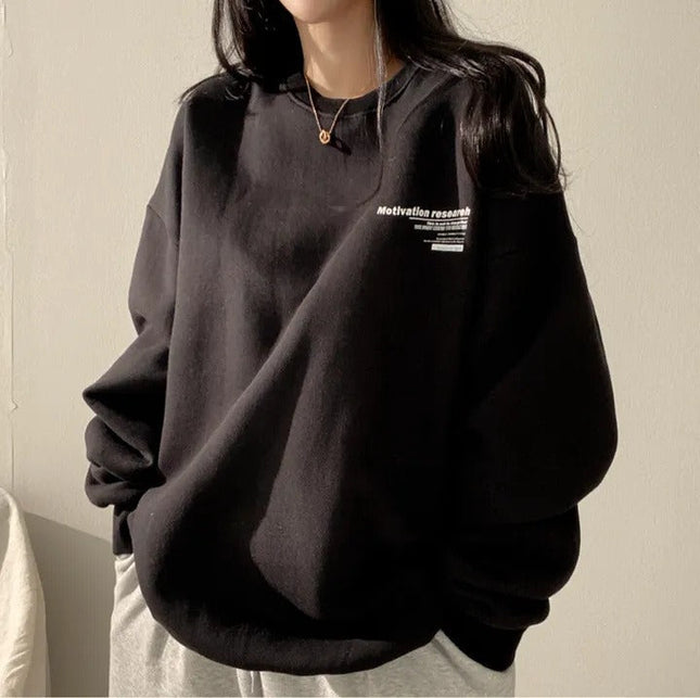Women's Oversized Crew Neck Sweatshirt with Dropped Shoulders