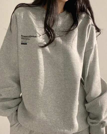 Women's Oversized Crew Neck Sweatshirt with Dropped Shoulders