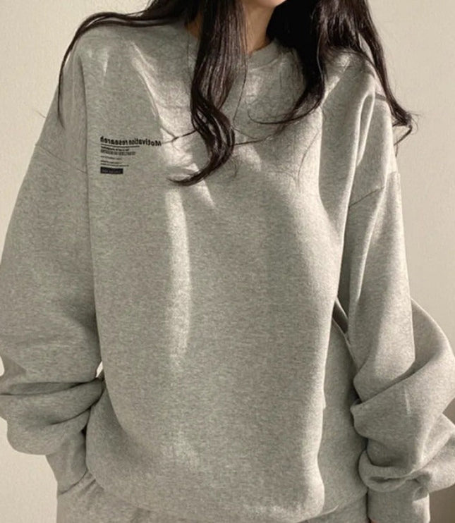 Women's Oversized Crew Neck Sweatshirt with Dropped Shoulders