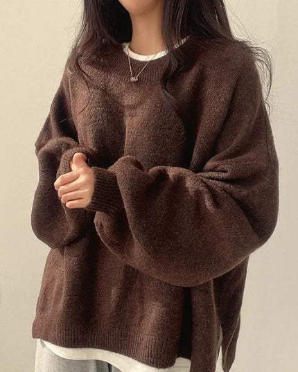 Women's Oversized Drop Shoulder Jumper with Side Splits
