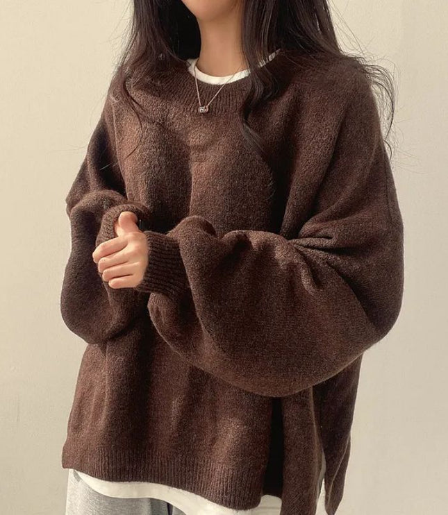 Women's Oversized Drop Shoulder Jumper with Side Splits
