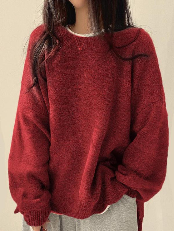 Women's Oversized Drop Shoulder Jumper with Side Splits