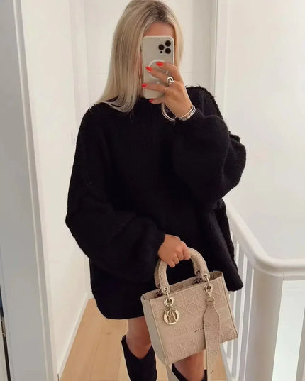 Women's Oversized Jumper Dress with Dropped Shoulders