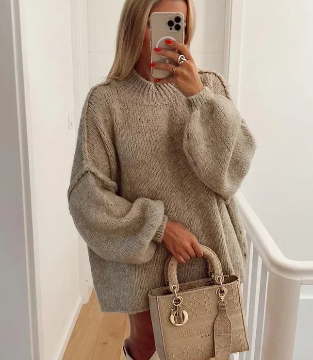 Women's Oversized Jumper Dress with Dropped Shoulders