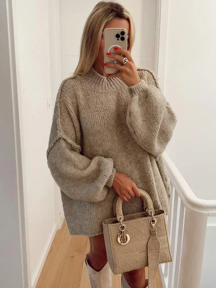 Women's Oversized Jumper Dress with Dropped Shoulders