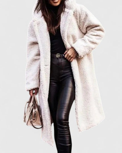 Women's Jacket Oversized Long Teddy Fleece Winter Coat - White