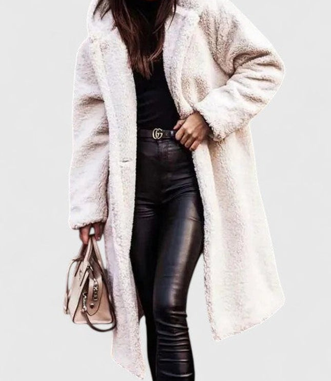 Women's Jacket Oversized Long Teddy Fleece Winter Coat - White