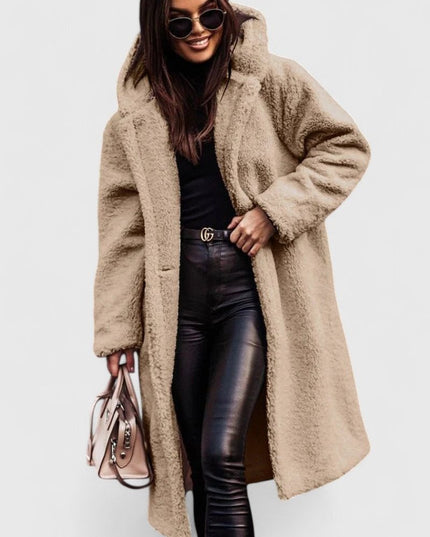 Women's Jacket Oversized Long Teddy Fleece Winter Coat - Beige