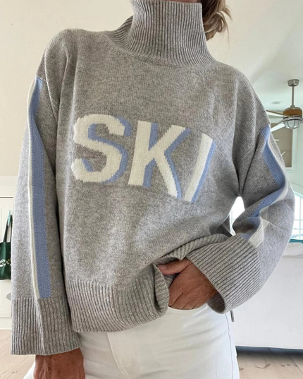 Women's Oversized Roll Neck Jumper with SKI Lettering