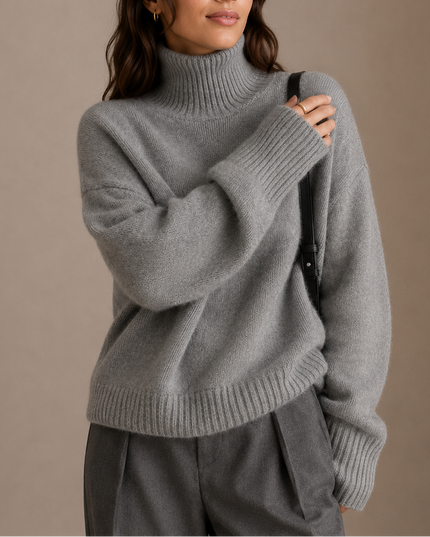Women’s Oversized Turtleneck Sweater – Soft Relaxed Knit Jumper