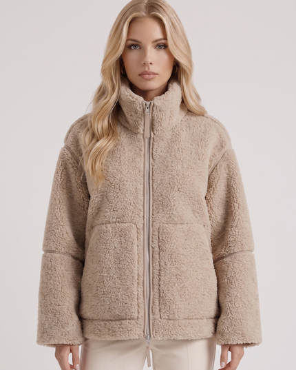 Women's Oversized Two-Way Zip Teddy Coat