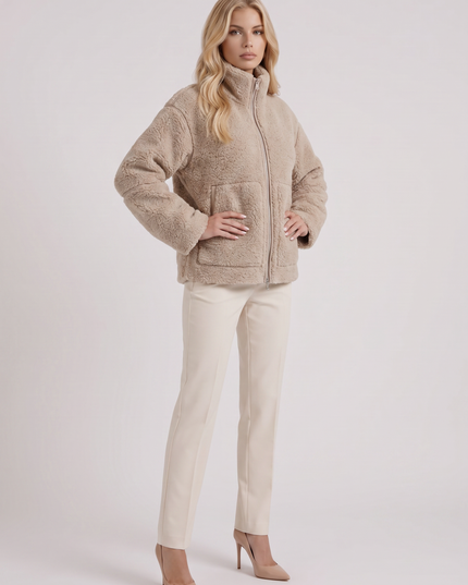 Women's Oversized Two-Way Zip Teddy Coat