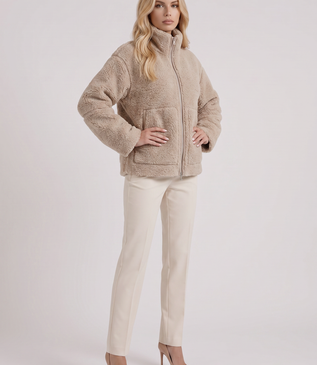 Women's Oversized Two-Way Zip Teddy Coat