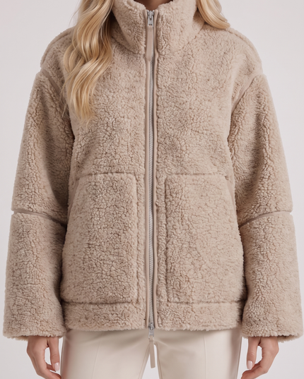 Women's Oversized Two-Way Zip Teddy Coat