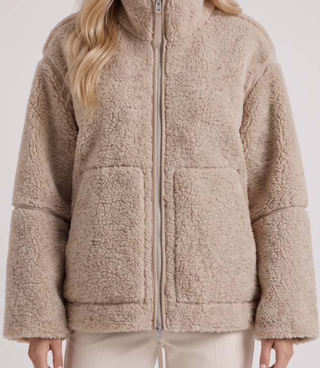 Women's Oversized Two-Way Zip Teddy Coat