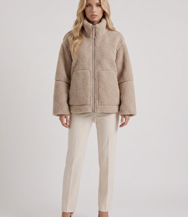 Women's Oversized Two-Way Zip Teddy Coat