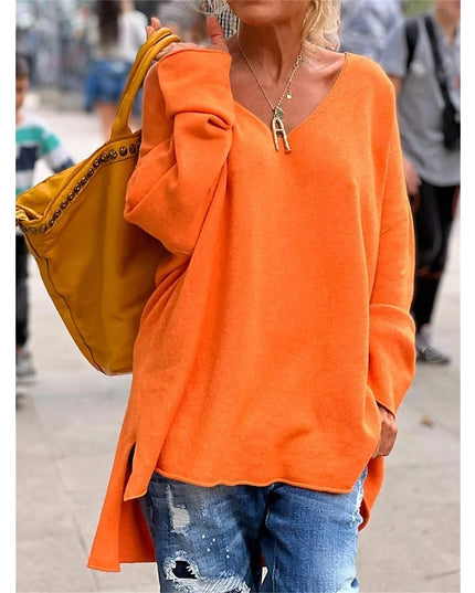 Women's Oversized V Neck Jumper with Dropped Shoulders