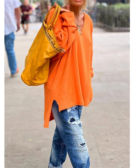 Women's Oversized V Neck Jumper with Dropped Shoulders