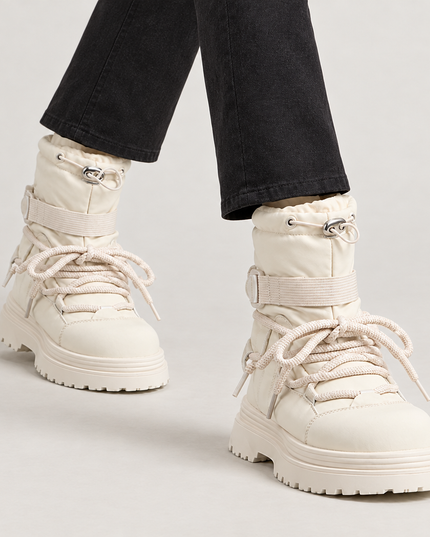 Women's Padded Platform Snow Boots with Lace Up Front