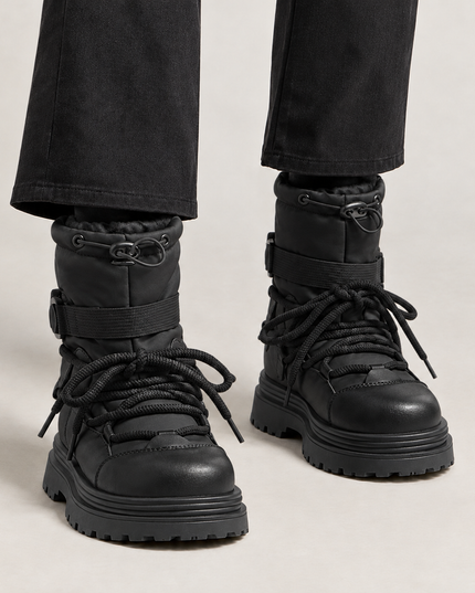 Women's Padded Platform Snow Boots with Lace Up Front