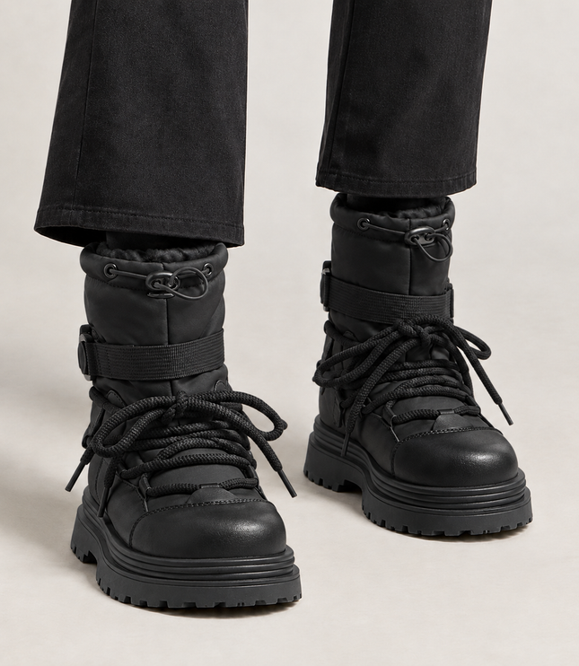 Women's Padded Platform Snow Boots with Lace Up Front