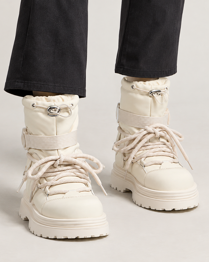Women's Padded Platform Snow Boots with Lace Up Front