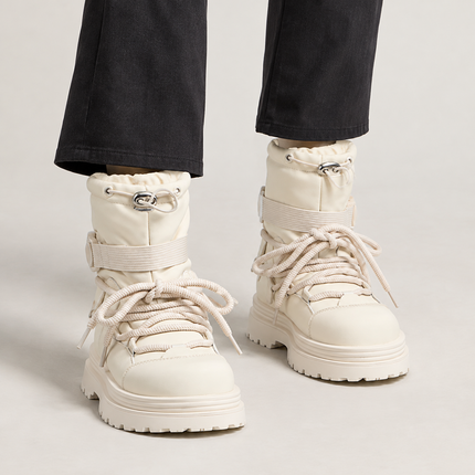 Women's Padded Platform Snow Boots with Lace Up Front