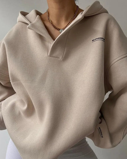 Women's Panelled Sleeve Open Neck Hoodie