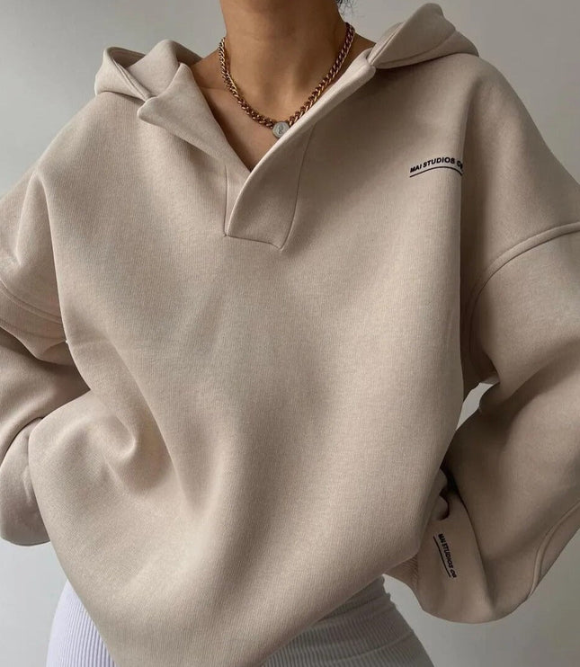 Women's Panelled Sleeve Open Neck Hoodie