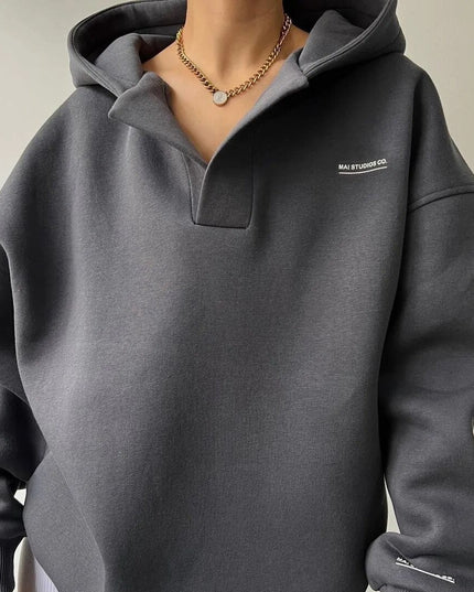 Women's Panelled Sleeve Open Neck Hoodie