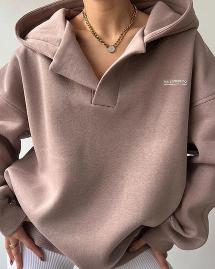 Women's Panelled Sleeve Open Neck Hoodie
