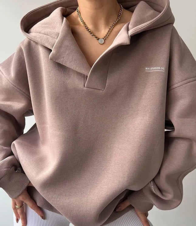 Women's Panelled Sleeve Open Neck Hoodie