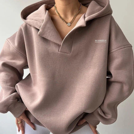 Women's Panelled Sleeve Open Neck Hoodie