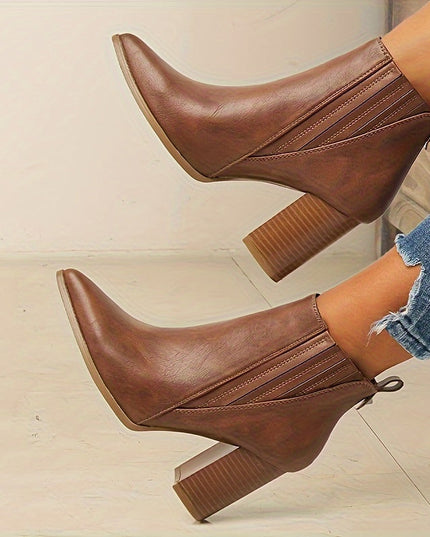 Bexley | Women's Square Heel Pointed Toe Ankle Boots - Black - Image 2