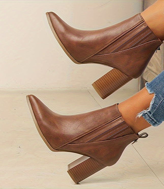Bexley | Women's Square Heel Pointed Toe Ankle Boots - Black - Image 2